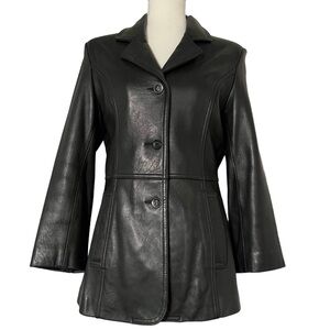 Luis Alvear Black Blazer Leather Buttersoft Jacket 100% Leather Button Closure